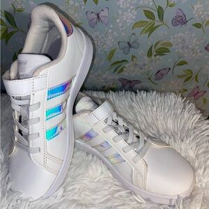 Adidas GRAND COURT White Sneakers with Iridescent Accents